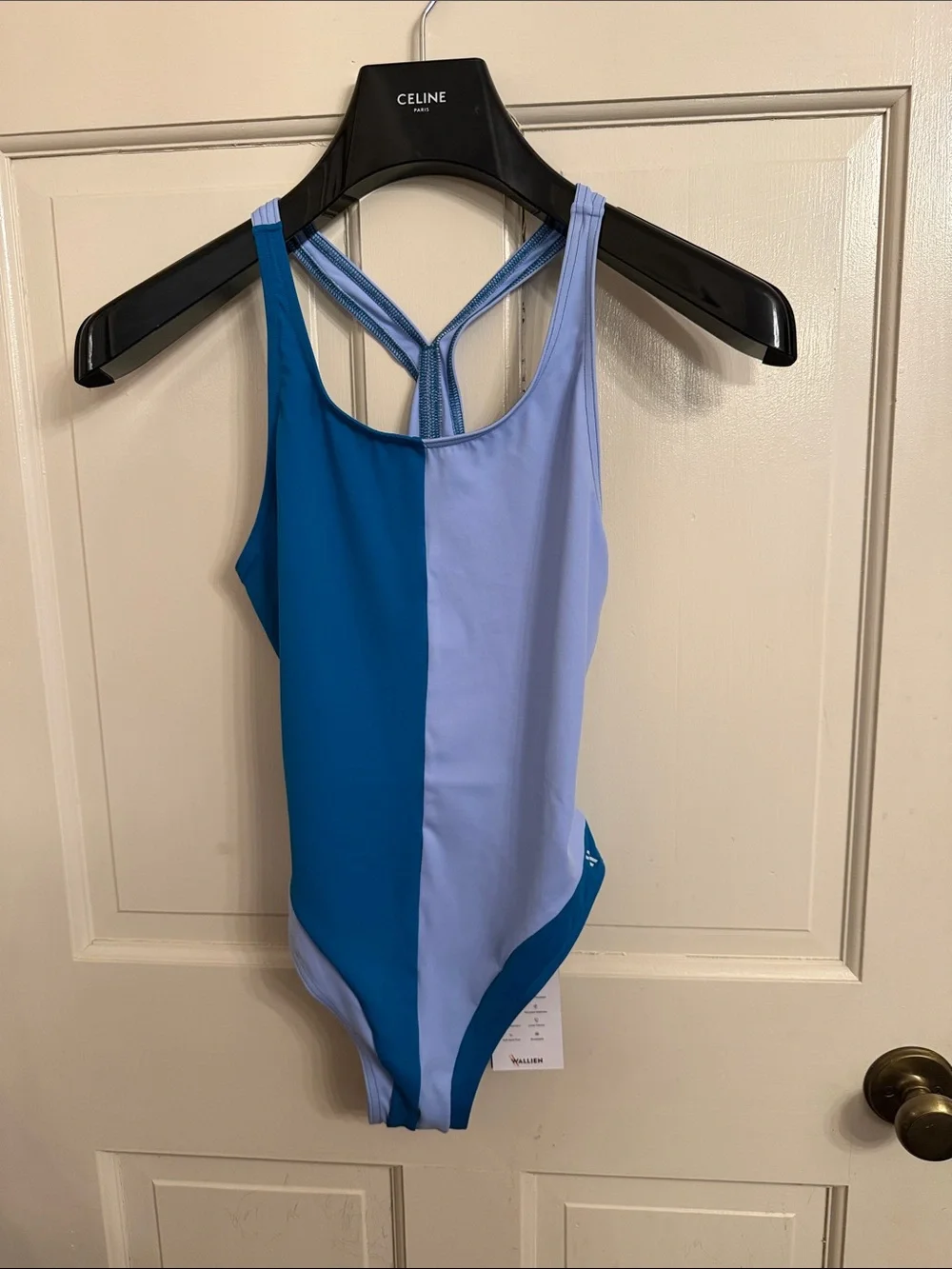 NWT Wallien Liberty Racerback Swimsuit High Cut ― Teal / Light Blue size Large